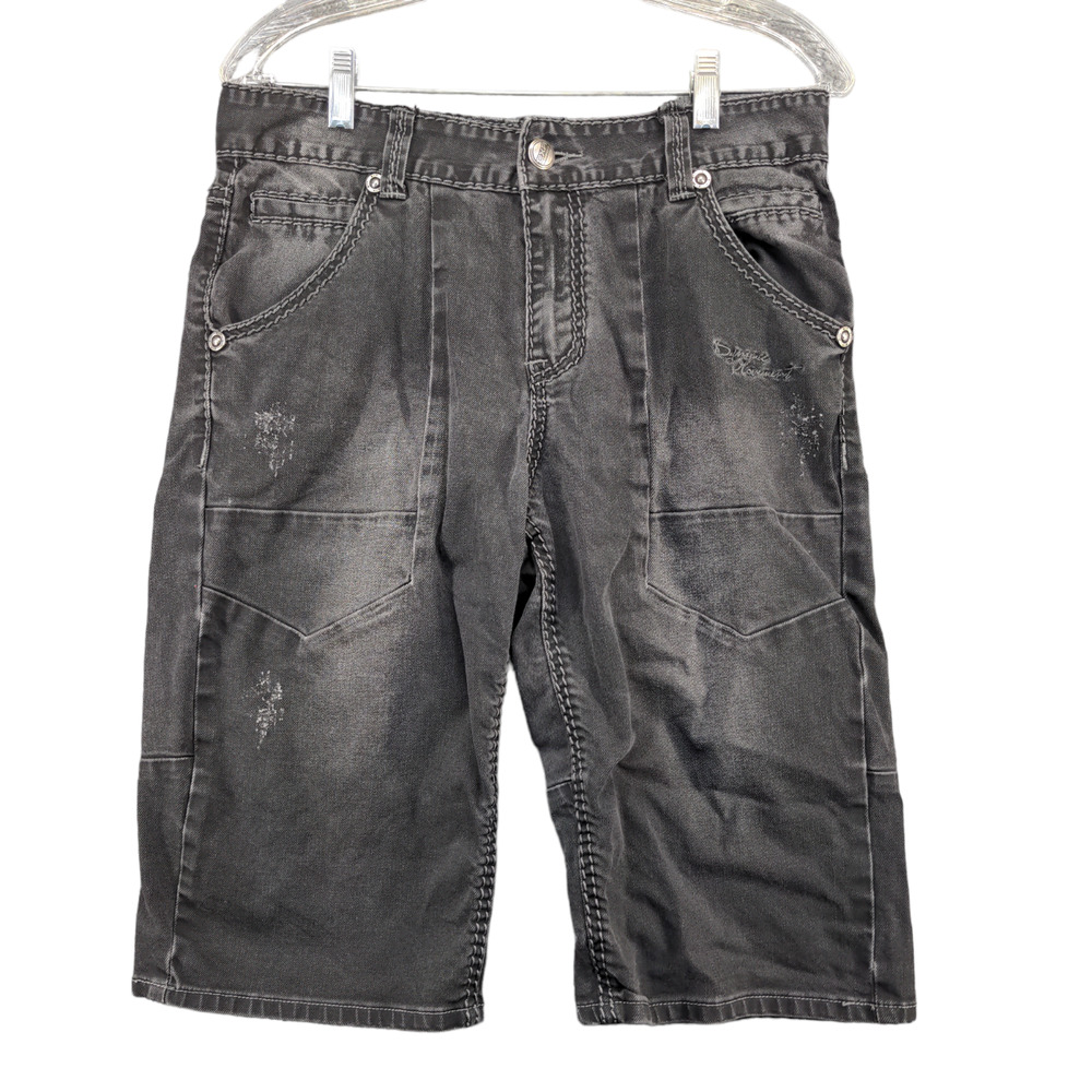 EXR Progressive Womens Jean Capris Black Size 31 Denim Distressed